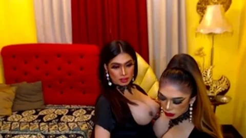 lustful shemale duo Enjoys butthole poke On cam