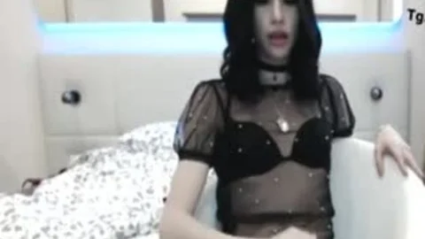 ravishing Blue Eyed TS Lady cumshot