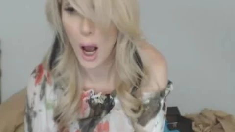 blonde tranny Rides On sex tool And Explodes biggest sperm
