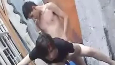 teen CD And A Lad poke Each Other