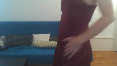 Red Satin dress For A pretty Crossdresser Pt.1